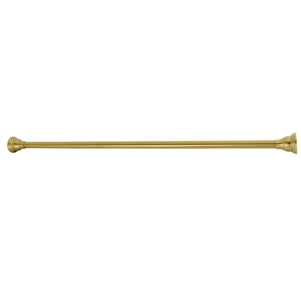 Kingston Brass 6072 Stainless Steel Adjustable Tension Shower Curtain Rod with Decorative Flange, Brushed Brass SR117